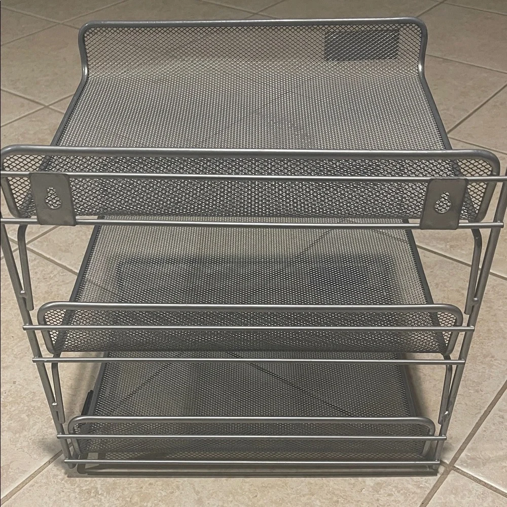 Metal Mesh 3-Tier Drawer Organizer - Gray